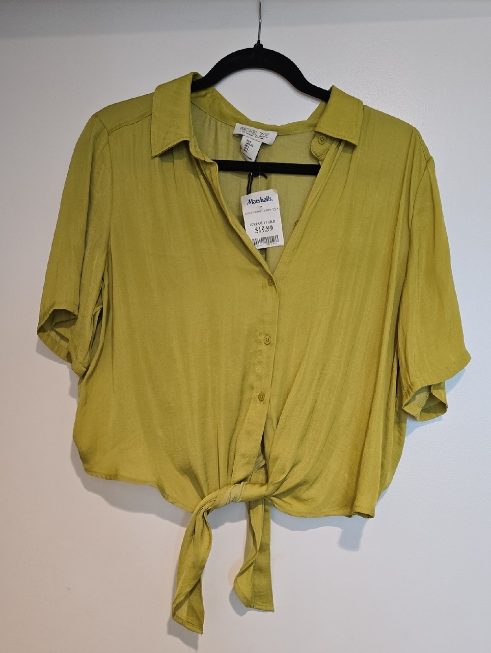 NWT Rachel Zoe Olive Tie-Front Button Down Shirt